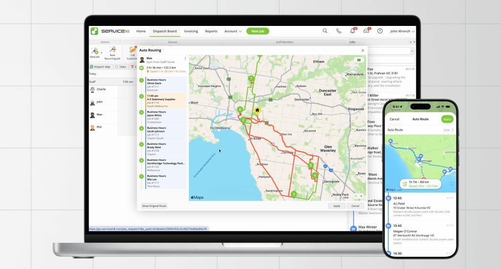 ServiceM8 14 — Auto Routing